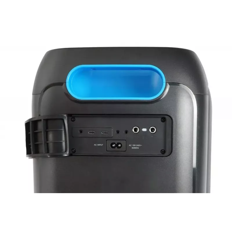 System głośnikowy BLAUPUNKT PB60X — 120W RMS, Bluetooth A2DP, FM, wyświetlacz LED, bateria 7000mAh, 18h, AUX, pilot, 568×322×321 mm