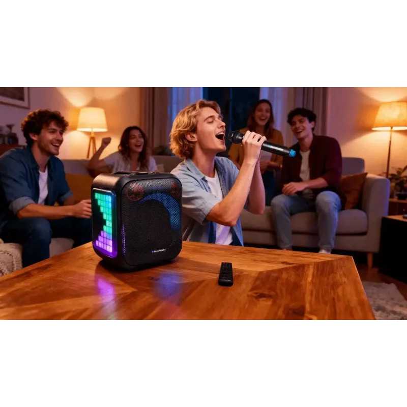 System głośnikowy wewnętrzny/zewnętrzny BLAUPUNKT PB6LED — 40 W RMS, Bluetooth, FM, MicroSD, wyświetlacz LED, bateria 4500 mAh