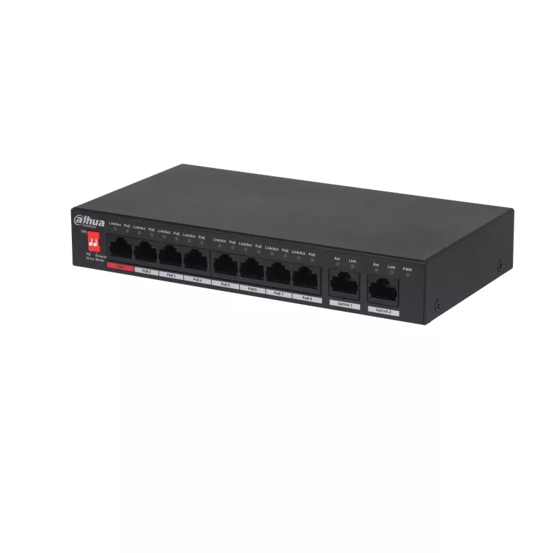 Dahua Technology PoE PFS3010-8ET-96-V2 przełącznik sieciowy Niezarządzalny Gigabit Ethernet (10/100/1000) Power over Ethernet (PoE) Czarny