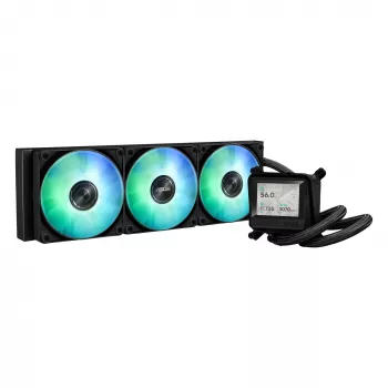 Chłodzenie cieczą typu all-in-one ASUS MAX GAMING LC 360 ARGB LCD — chłodnica 360 mm, wentylatory 120 mm, obsługa AM4/AM5/LGA1700, czarny