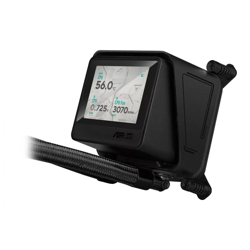 Chłodzenie cieczą typu all-in-one ASUS MAX GAMING LC 360 ARGB LCD — chłodnica 360 mm, wentylatory 120 mm, obsługa AM4/AM5/LGA1700, czarny