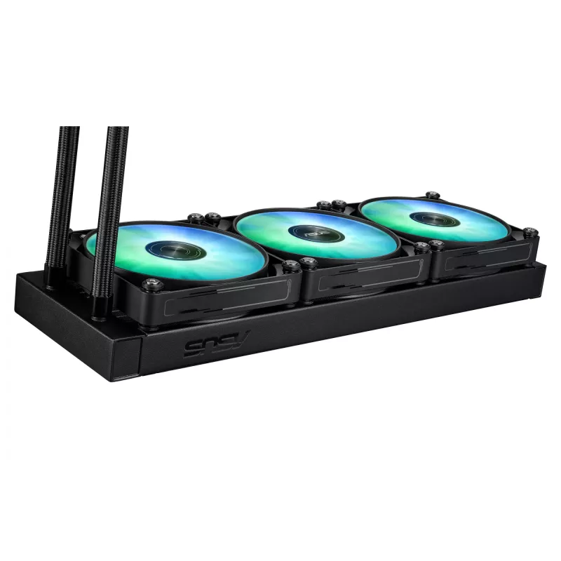 Chłodzenie cieczą typu all-in-one ASUS MAX GAMING LC 360 ARGB LCD — chłodnica 360 mm, wentylatory 120 mm, obsługa AM4/AM5/LGA1700, czarny
