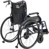 Lekki wózek inwalidzki ze stopu aluminium MDH NAVY1 — rama aluminiowa, siedzisko 46×42 cm, maks. waga użytkownika 120 kg, składany, 14,7 kg
