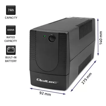 Zasilacz awaryjny (UPS) QOLTEC 53773 0,85 kVA (480 W) Line-Interactive, 1x gniazdo typu E, akumulator 7 Ah