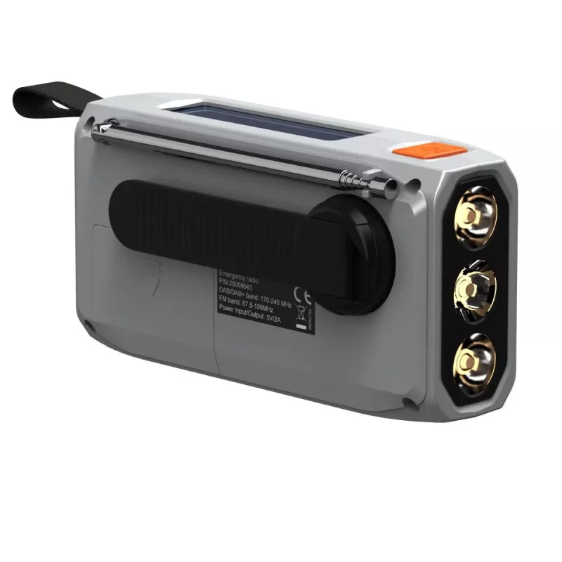 Przenośne radio dynamo Marmitek RESQ 100 — DAB/DAB+/FM, 3 W, LCD, USB‑C, gniazdo 3,5 mm, jasnoszary
