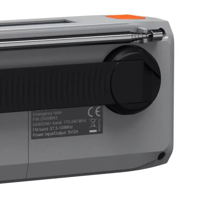 Przenośne radio dynamo Marmitek RESQ 100 — DAB/DAB+/FM, 3 W, LCD, USB‑C, gniazdo 3,5 mm, jasnoszary