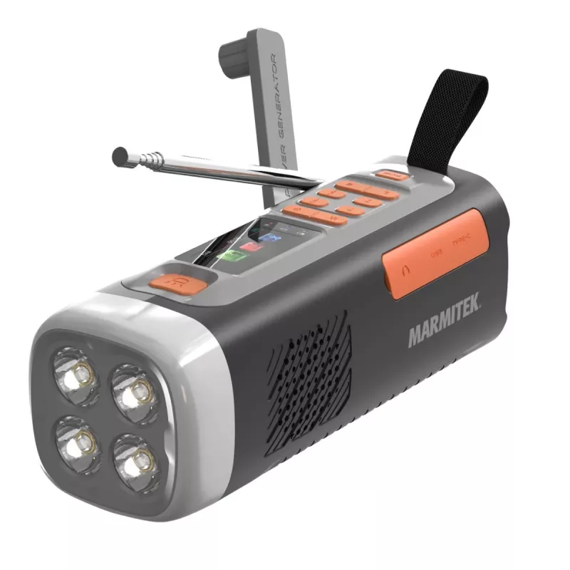 Marmitek RESQ 200 – Radio z dynamem, przenośne, analogowe i cyfrowe, DAB, DAB+, FM, 87.5 - 108 MHz, 170 - 240 MHz, 3 W