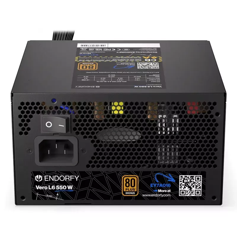 Zasilacz ENDORFY Vero L6 550 W ATX 24-pin 80 PLUS Bronze, wentylator 120 mm, czarny