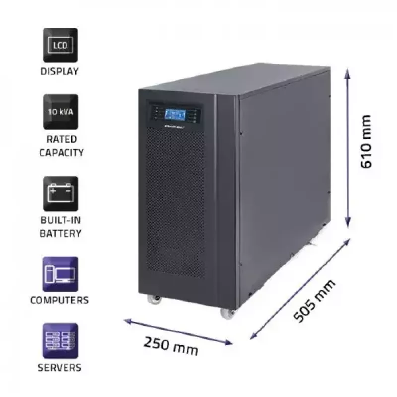UPS Qoltec 53044 Double-conversion Online 10 kVA 8000 W
