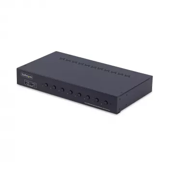 Przełącznik KVM HDMI 8-portowy StarTech.com z zestawem do montażu w szafie rack 1U, 4K 60Hz HDMI 2.0, przełączanie przyciskami i skrótami klawiszowymi, hub USB 4-portowy, niezależny od systemu operacyjnego, zgodny z TAA