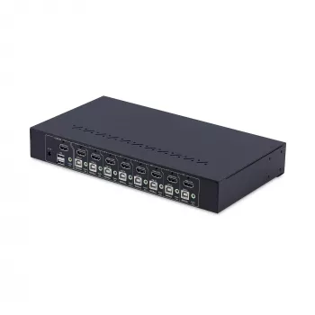 Przełącznik KVM HDMI 8-portowy StarTech.com z zestawem do montażu w szafie rack 1U, 4K 60Hz HDMI 2.0, przełączanie przyciskami i skrótami klawiszowymi, hub USB 4-portowy, niezależny od systemu operacyjnego, zgodny z TAA
