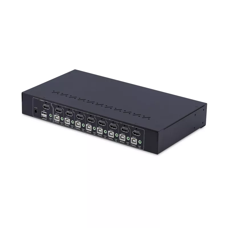 Przełącznik KVM HDMI 8-portowy StarTech.com z zestawem do montażu w szafie rack 1U, 4K 60Hz HDMI 2.0, przełączanie przyciskami i skrótami klawiszowymi, hub USB 4-portowy, niezależny od systemu operacyjnego, zgodny z TAA