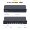 Przełącznik KVM HDMI 8-portowy StarTech.com z zestawem do montażu w szafie rack 1U, 4K 60Hz HDMI 2.0, przełączanie przyciskami i skrótami klawiszowymi, hub USB 4-portowy, niezależny od systemu operacyjnego, zgodny z TAA