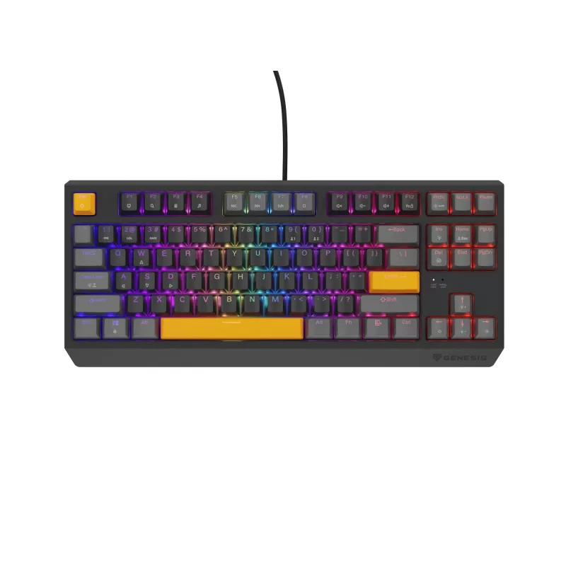 Klawiatura GENESIS Thor 230 TKL Gaming USB + RF Wireless + Bluetooth QWERTY Czarny, Szary, Pomarańczowy