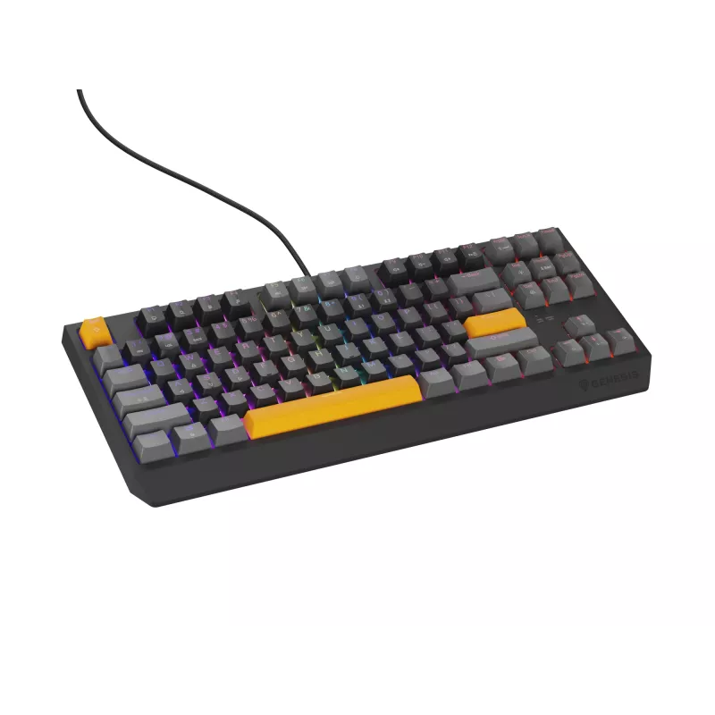 Klawiatura GENESIS Thor 230 TKL Gaming USB + RF Wireless + Bluetooth QWERTY Czarny, Szary, Pomarańczowy