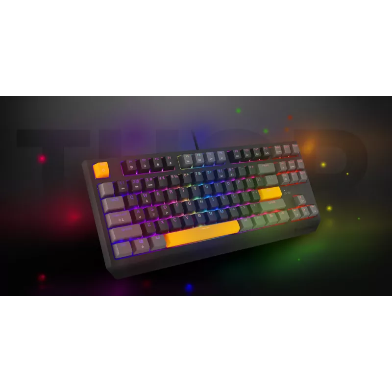 Klawiatura GENESIS Thor 230 TKL Gaming USB + RF Wireless + Bluetooth QWERTY Czarny, Szary, Pomarańczowy