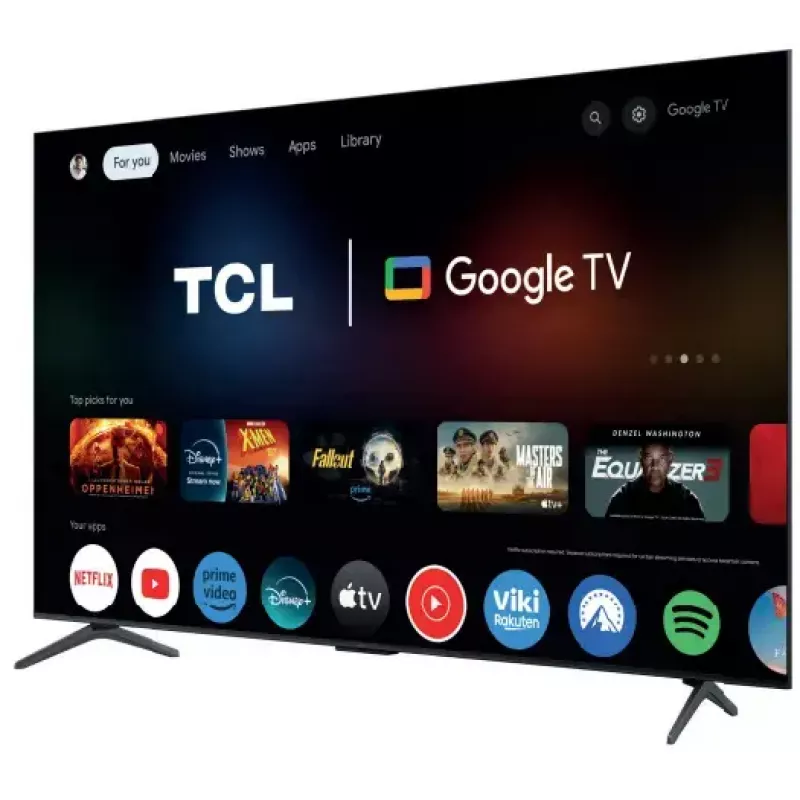 TV TCL 55C61K 55 cali (139,7 cm) 4K Ultra HD QD-Mini LED Smart TV z Google TV, Wi-Fi, PPI 4100, metaliczny
