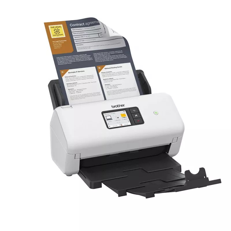 Skaner ADF Brother ADS-4550W 600 x 600 DPI dual CIS 60-arkowy ADF 7,11 cm wyświetlacz 48-bitowe wejście 24-bitowe wyjście 5250 stron/dzień Czarny Biały