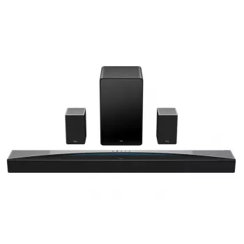 TCL Q Q85H Klasa Q 7.1.4-kanałowy soundbar z Dolby Atmos, bezprzewodowym subwooferem i bezprzewodowymi głośnikami surround