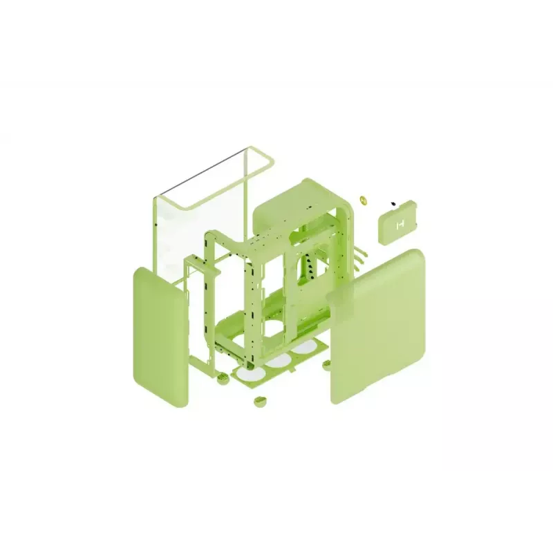 Mid Tower Case HYTE X50 Matcha Milk — Obsługa ATX/mATX/Mini-ITX, szkło hartowane, przedni I/O