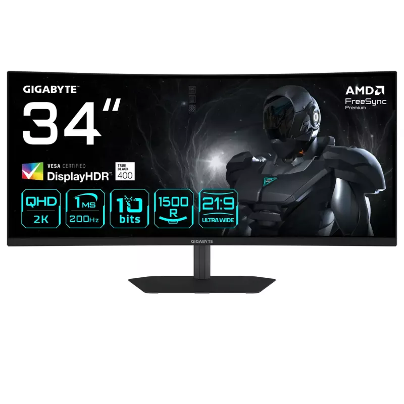 Monitor GIGABYTE G34WQC2 34 calowy zakrzywiony WQHD (3440 x 1440), panel VA, 200 Hz, 1 ms, DisplayHDR 400