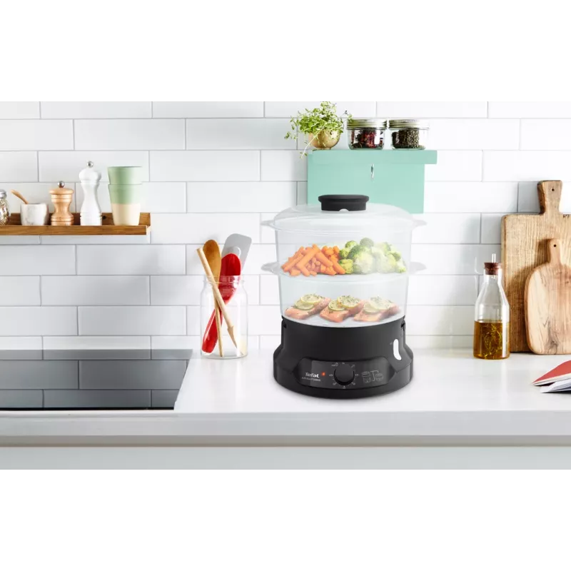 Tefal Minicompact VC139810 parowar 2 koszyki Wolnostojący Czarny 800 W