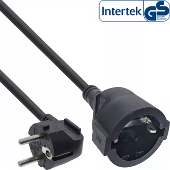Przedłużacz zasilający InLine Typ F kątowy, 3 m, czarny, 1 gniazdo, 230 V