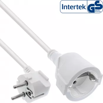 Kabel przedłużający zasilanie InLine Typ F kątowy, biały, 7 m