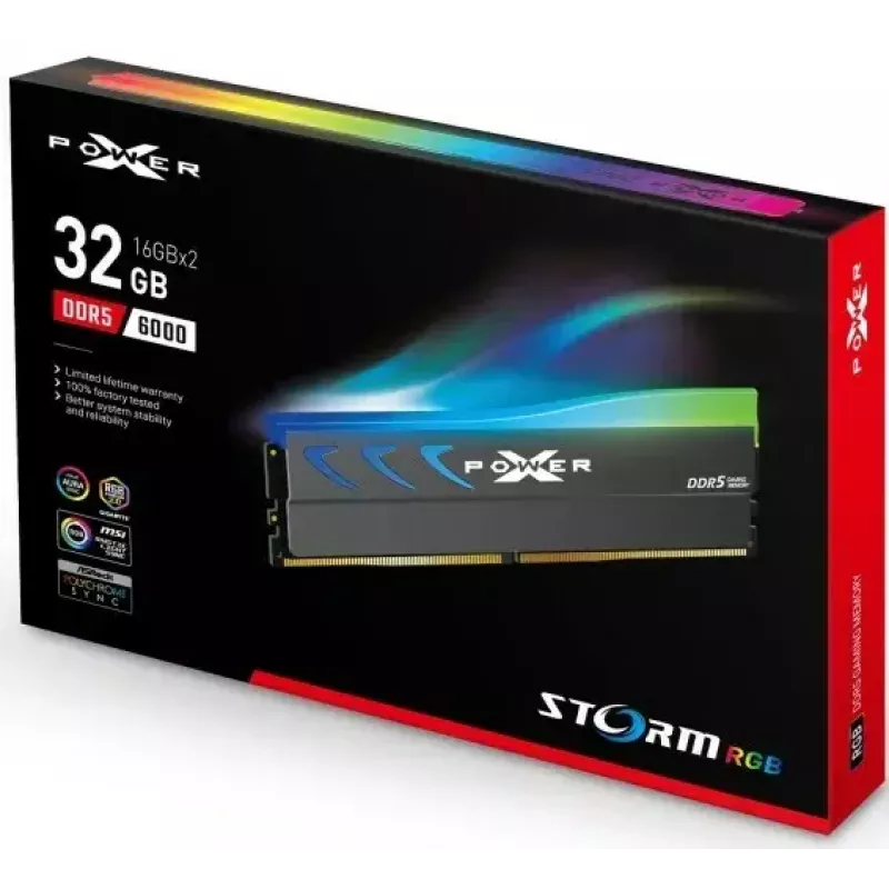 Moduł RAM Silicon Power Storm RGB DDR5 32 GB (2x16 GB) 6000 MT/s CL36 1,35 V radiator RGB