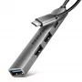 Koncentrator USB AXAGON HUE-STC, 4-portowa listwa aluminiowa, 1x USB-A 5 Gb/s + 2x USB-A i 1x USB-C 480 Mb/s, host USB-C, kabel 12 cm, szary