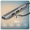 Koncentrator USB AXAGON HUE-STC, 4-portowa listwa aluminiowa, 1x USB-A 5 Gb/s + 2x USB-A i 1x USB-C 480 Mb/s, host USB-C, kabel 12 cm, szary