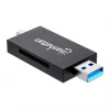 USB-A / USB-C combo Multi-Card Reader/Writer Manhattan, 5 Gb/s (USB 3.2 Gen1 aka USB 3.0), męski do gniazd microSD i SD/MMC, format Mini, SuperSpeed USB, Windows lub Mac, czarny/przezroczysty, trzyletnia gwarancja