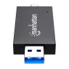 USB-A / USB-C combo Multi-Card Reader/Writer Manhattan, 5 Gb/s (USB 3.2 Gen1 aka USB 3.0), męski do gniazd microSD i SD/MMC, format Mini, SuperSpeed USB, Windows lub Mac, czarny/przezroczysty, trzyletnia gwarancja