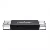 USB-A / USB-C combo Multi-Card Reader/Writer Manhattan, 5 Gb/s (USB 3.2 Gen1 aka USB 3.0), męski do gniazd microSD i SD/MMC, format Mini, SuperSpeed USB, Windows lub Mac, czarny/przezroczysty, trzyletnia gwarancja