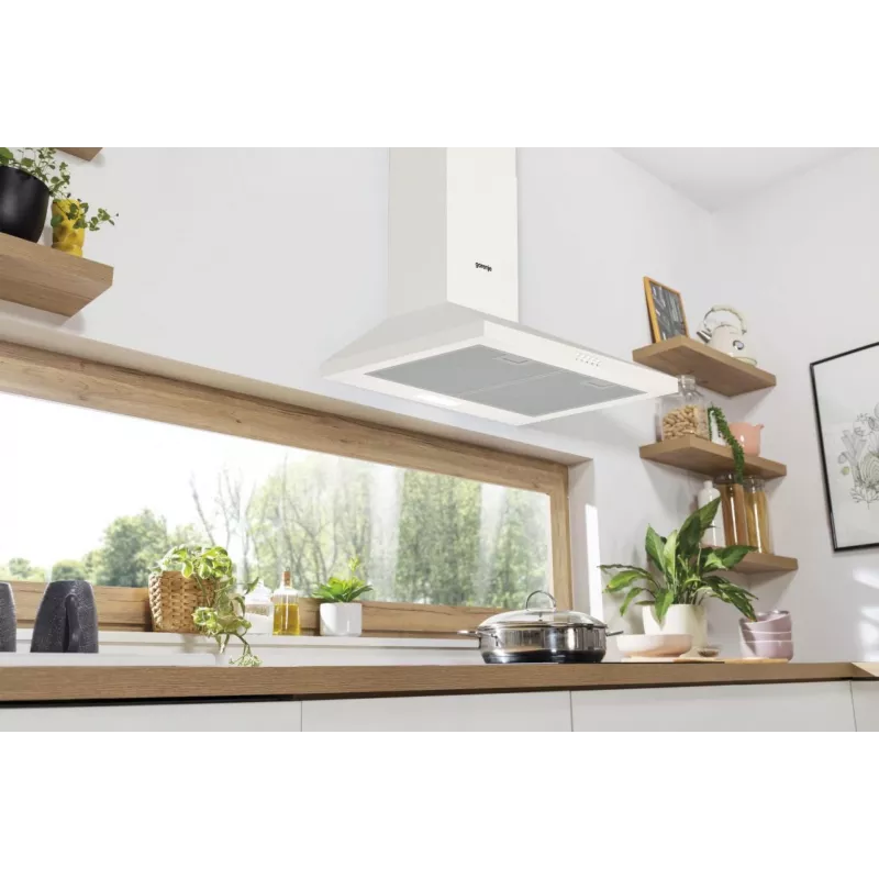 Gorenje KH60A F2LB WH WHC629E4W RL_G400, 450 m³/h, Wyciąg/Recyrkulacja, C, A, B, 65 dB