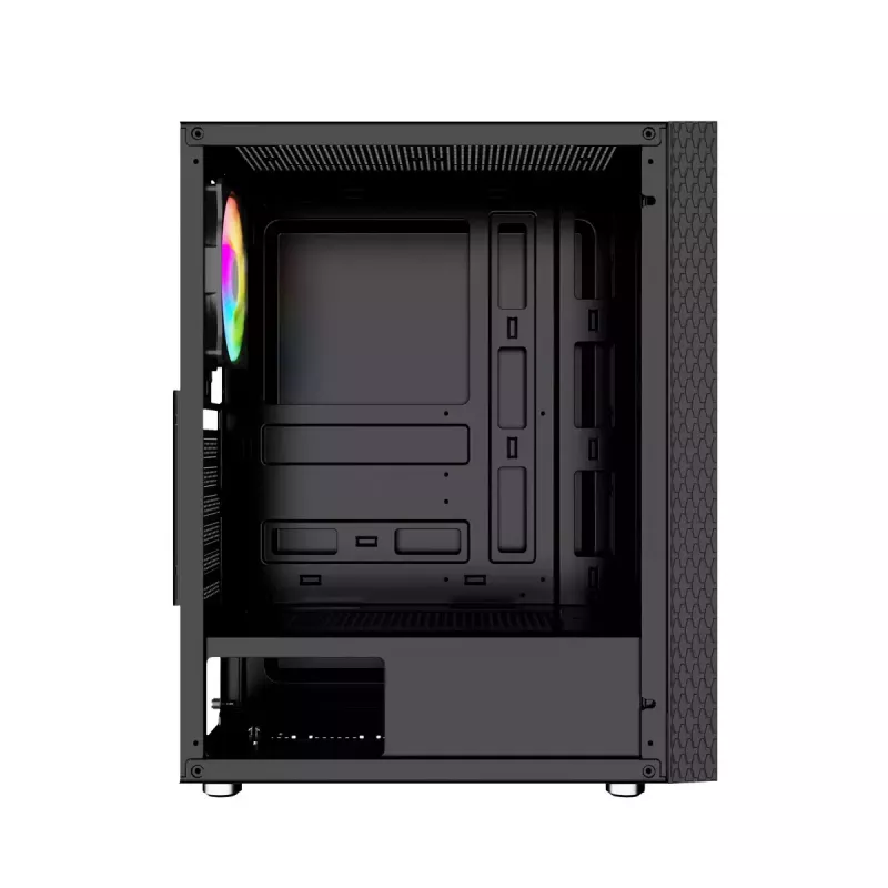 Obudowa PC GEMBIRD Fornax 2500 Midi Tower Czarna — wsparcie ATX/ITX, szkło hartowane, RGB, 3x120mm z przodu, 2 zatoki 2,5 cala