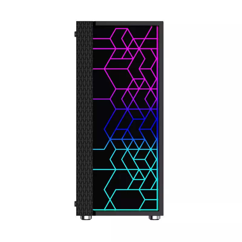Obudowa PC GEMBIRD Fornax 2500 Midi Tower Czarna — wsparcie ATX/ITX, szkło hartowane, RGB, 3x120mm z przodu, 2 zatoki 2,5 cala