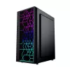 Obudowa PC GEMBIRD Fornax 2500 Midi Tower Czarna — wsparcie ATX/ITX, szkło hartowane, RGB, 3x120mm z przodu, 2 zatoki 2,5 cala