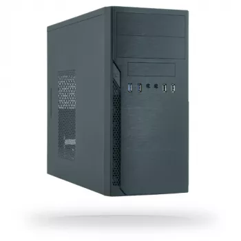 Obudowa PC CHIEFTEC ATX Mini-Tower Alu Brossé SECC Czarna — Micro ATX, 2×3,5 cala wnęki, 2×5,25 cala wnęki, USB2.0+2×USB3.2 Gen1