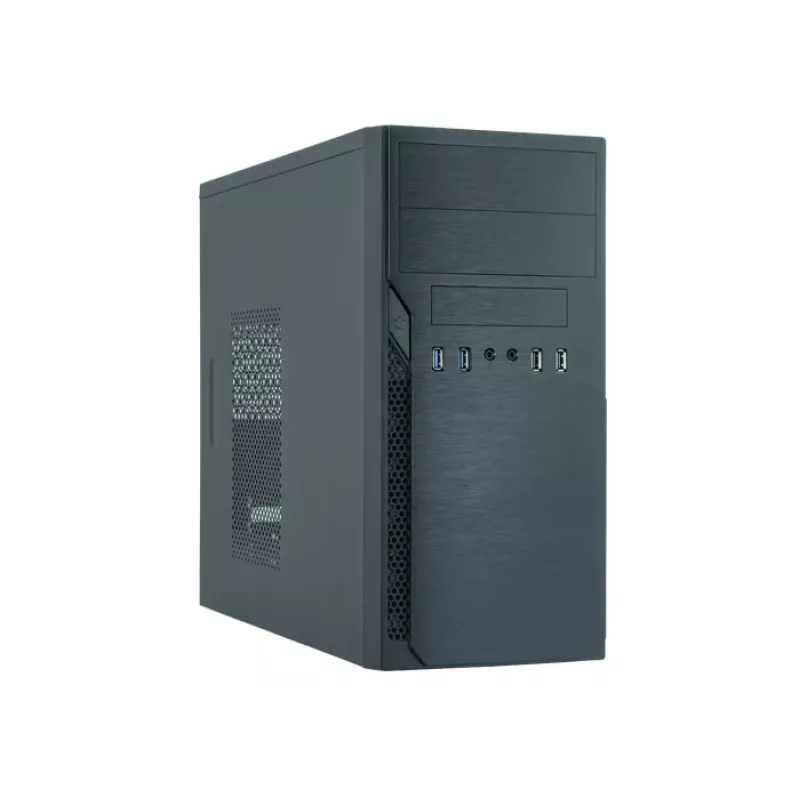 Obudowa PC CHIEFTEC ATX Mini-Tower Alu Brossé SECC Czarna — Micro ATX, 2×3,5 cala wnęki, 2×5,25 cala wnęki, USB2.0+2×USB3.2 Gen1