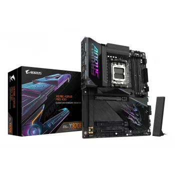 Płyta główna GIGABYTE X870E AORUS PRO X3D ATX — AMD Socket AM5, 18+2+2 VRM, DDR5 do 9000 Hz (OC), 2×PCIe5 + 2×PCIe4, Wi‑Fi 7, 5GbE, USB4