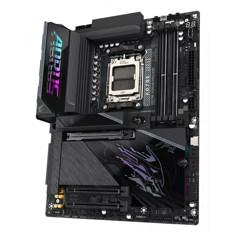 Płyta główna GIGABYTE X870E AORUS PRO X3D ATX — AMD Socket AM5, 18+2+2 VRM, DDR5 do 9000 Hz (OC), 2×PCIe5 + 2×PCIe4, Wi‑Fi 7, 5GbE, USB4