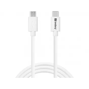 Kabel ładujący Sandberg USB-C > MicroUSB 1 m, 1 m, USB C, Micro-USB B, biały