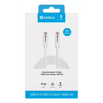 Sandberg USB-C>C USB 3.2 Gen2 100W, 3m