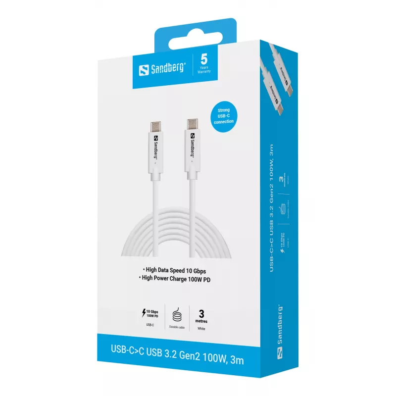 Sandberg USB-C>C USB 3.2 Gen2 100W, 3m