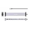 Manhattan Stacja dokująca/hub USB-C z czytnikiem kart i MST, porty (x7): Ethernet, HDMI (x2 4k@60Hz), USB-A (x3) i USB-C, z Power Delivery (PD) 100W - wymaga zewnętrznej ładowarki USB-C (nie dołączonej). Zasilana przez USB (nie wymaga zewnętrznego zasilacza), gdy PD nie jest używane