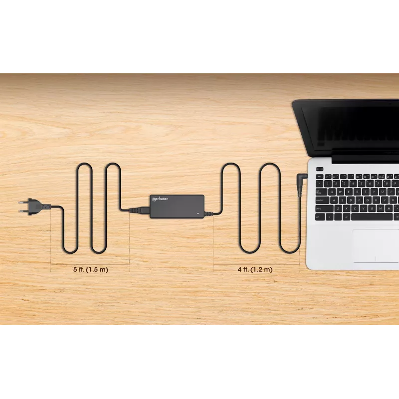 Manhattan Uniwersalny Zasilacz Sieciowy EU do Notebooków/Laptopów, 65W, Automatyczny z 9 Końcówkami Wtyczek, Kompatybilny z większością laptopów, Idealny jako Zamienny Zasilacz, Przewód Zasilający EU, Kompatybilny między innymi z: Acer, Asus, Dell, Fujitsu, HP, Lenovo, Samsung, Toshiba i wiele innych
