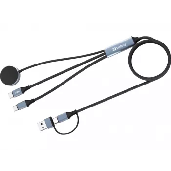 Sandberg 3in1 Travel Charge kabel 100W, 1,2 m, USB A/USB C, czarny