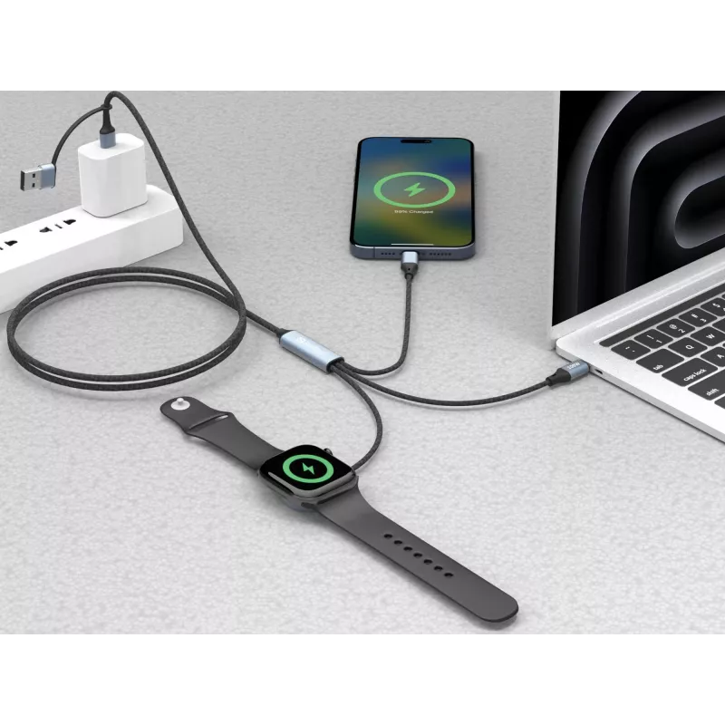 Sandberg 3in1 Travel Charge kabel 100W, 1,2 m, USB A/USB C, czarny