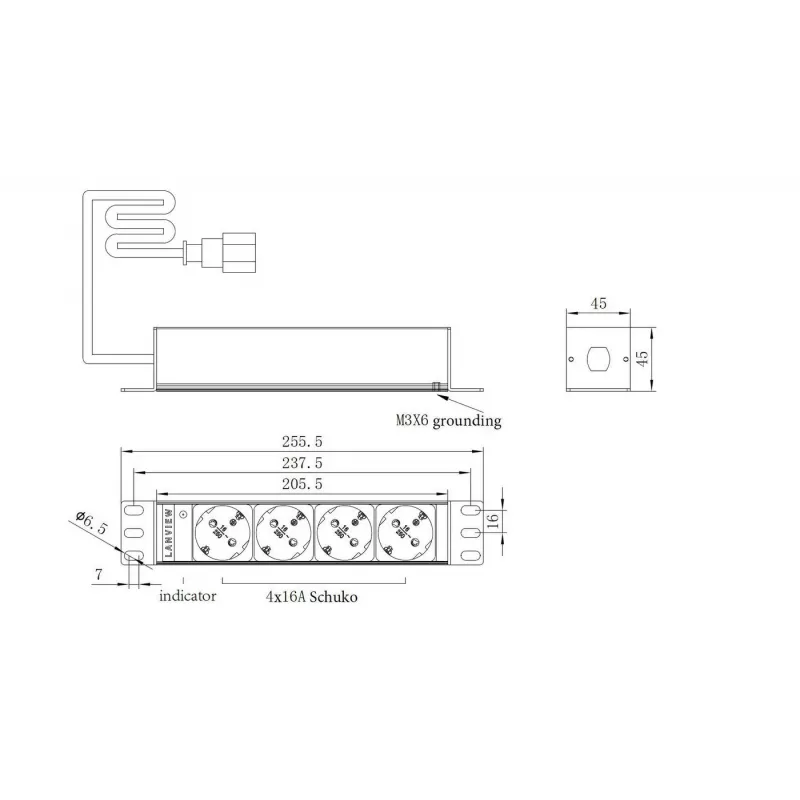 Listwa zasilająca Rack PDU Lanview LVR-2MSCH-SCH-C13-4